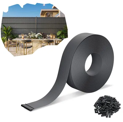 Obrázek produktu pro YARDIN PVC plotová zástěna, pás na ochranu před zrakem, zahradní plot, větrolam, rohož na ochranu před zrakem, pletená páska 65 m, antracitová, se 120 sponkami