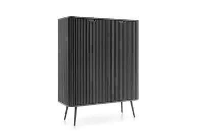 Produktbild von Kommode ZORA mit 2 Türen Schwarz mit Schwarzen Füssen – 103 × 129 × 39 cm