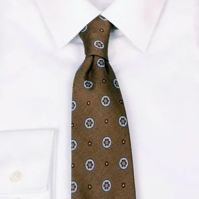 Produktbild von Herren Krawatte aus Shantung-Seide mit Blütenmuster, Braunton