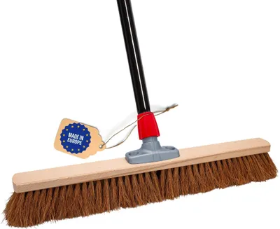 Produktbild von Novaliv Kokosbesen 60 cm mit Stiel Kokosborsten Besen Naturborsten mit stiel Ideal als Werkstattbesen Hallenbesen Industriebesen Hausbesen Kehrbesen Malerbesen Haarbesen Terassenbesen Besen weich