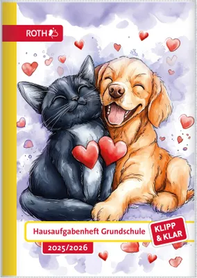 Produktbild von ROTH Hausaufgabenheft Klipp & Klar "Hund und Katze" 2025/26 DIN A5