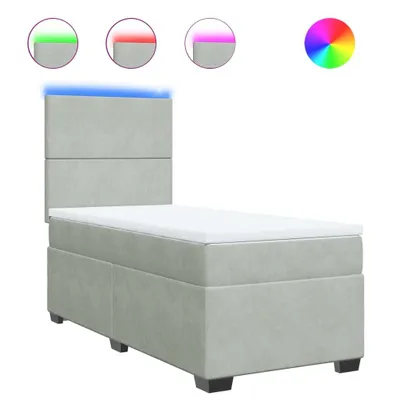 Produktbild von Boxspringbett mit Matratze Hellgrau 90x200 cm Samt