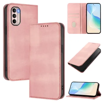 Obrázek produktu pro Pouzdro pro Motorola Moto G31/Moto G41, vintage kožené pouzdro s RFID ochranou, přihrádkami na karty, stojánkem Růžový