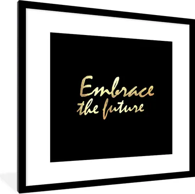 Produktbild von MuchoWow® Gerahmtes Poster Zitate - Motivation - Schwarz - Gold 40x40 cm - Poster mit Schwarzem Bilderrahmen Wandposter Rahmen Foto Bilder - Poster - Plakat im Rahmen