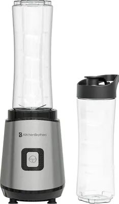 Produktbild von KitchenBrothers Mini Standmixer - Mixer to Go - Smoothie Maker - 2 To-Go Becher 600 ml - Edelstahl