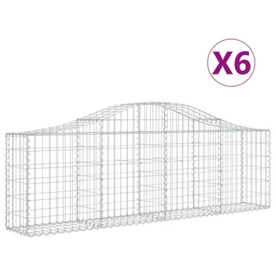 Productafbeelding van vidaXL Gabionen met boogvorm, 6 stuks, 200x30x60/80 cm, verzinkt staal