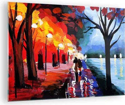 Produktbild von Bilder auf glas - Grafik Abbildung See Abend - 70x50cm - Glasbilder - Wandbilder - Kunstdruck - zum Aufhängen bereit - Wanddekoration aus Glas - Glas Bilder - Wandbild auf Glas - GAA70x50-3110