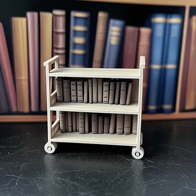 Produktbild von Decords Puppenhaus-Bibliothekswagen im Maßstab 1:12 – Farbe: Grün