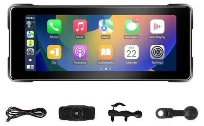 Obrázok produktu pre Navigačný displej pre motocykel, bezdrôtové pripojenie CarPlay, podpora Bluetooth, 6,86-palcový displej CarPlay