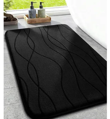 Productafbeelding van Badtapijt met geheugenschuim, antislip, wasbaar, zacht, absorberend, 43x61 cm, zwart