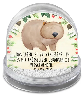 Produktbild von Mr. & Mrs. Panda Schneekugel Weihnachten Wombat - Naturpapier - Geschenk, dekoartikel, wasserkugel, Das Leben Ist schön, Spruch, Lustige Sprüche, Weihnachts, Australien