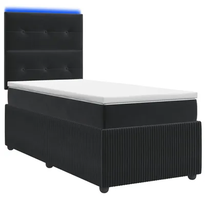 Produktbild von vidaXL LED Boxspringbett mit Matratze Schwarz 90 x 190 cm Samt