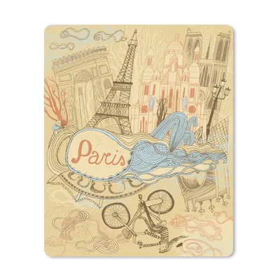 Produktbild von MuchoWow® Mauspad Mousepad Paris - Frankreich - Zeichnung 19x23 cm - Mousepads - Maus Mat - Pad - Mausunterlage - Mauspads - Spielen