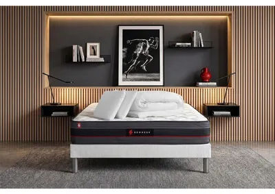 Productafbeelding van Volledige set: Bed - Matras 200x200 cm + Boxspringbed met lattenbodem (in de set) + 2 kussens + dekbed - Regen