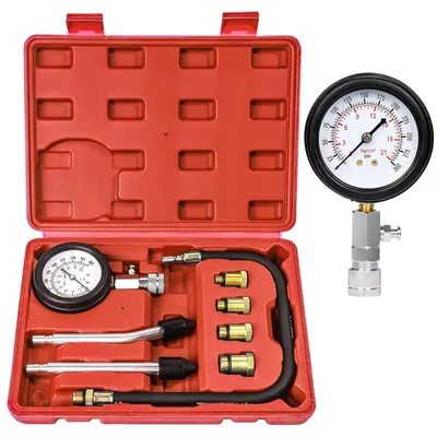 Obrázek produktu pro Sada pro testování komprese, 0-21 bar, s manometrem a 4 adaptéry