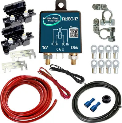 Produktbild von Zweitbatterieset | RL180-12 PRO | Trennrelais 12V 120A | 3,5m 10mm² Kabel | 10 Streifensicherungen