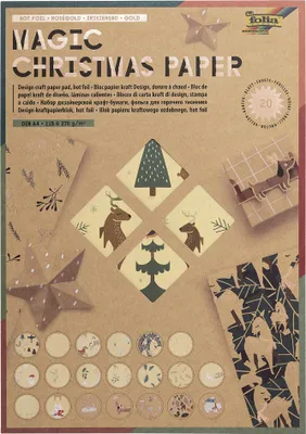 Immagine prodotto di folia 49898 folia Motivblock Magic Christmas Paper farbsortiert 115 und 270 g/qm 20 Blatt