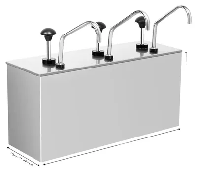 Produktbild von Soßenspender, Dreifachpumpen-Design, langlebiger Edelstahl, Silber