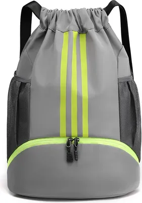 Produktbild von Wasserdichter & Strapazierfähiger Turnbeutel für sportliche Aktivitäten mit Tasche für Wasserflaschen - STRIPEBACK Grau