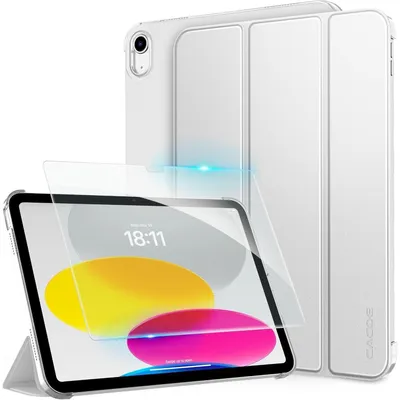 Productafbeelding van Beschermhoes met beschermfolie voor iPad 10e/11e generatie, 10,9 inch, ultradun, met standaardfunctie, Polyurethanleer, zilver