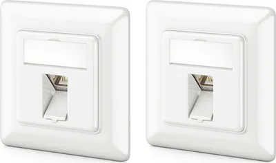 Produktbild von deleyCON 2x CAT6a Keystone Netzwerkdosen Set Unterputz 2x Netzwerkdose 2x Keystone Modul STP Geschirmt Metall Gehäuse RJ45 Keystone Jack Datendose Netzwerkkabel