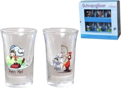Produktbild von Schnapsglas Petri Heil Glas für Angler 1Packung mit 6 Schnapsgläaser