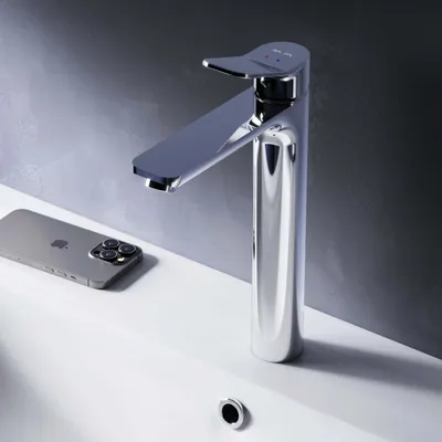 Produktbild von AM.PM Waschtischarmatur Hoch Chrom Wasserhahn Bad Waschbecken Armatur Einhebelmischer Badarmatur Mischbatterie für Badezimmer Aufsatzwaschbecken