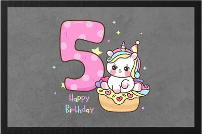 Produktbild von Happy Birthday Fußmatte Geburtstagskind Geburtstag Alles Gute Happy Birthday Party Einhorn