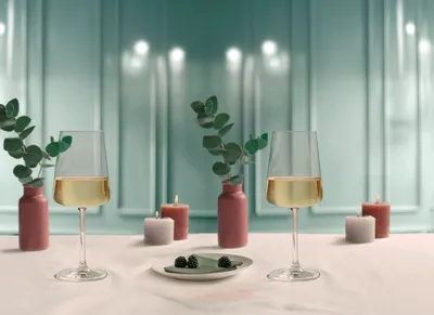 Produktbild von Royal Leerdam Alina Weißweingläser 410 ml – 4er Set Weingläser aus Glas – elegante moderne Weißwein- & Rotweingläser – spülmaschinengeeignet