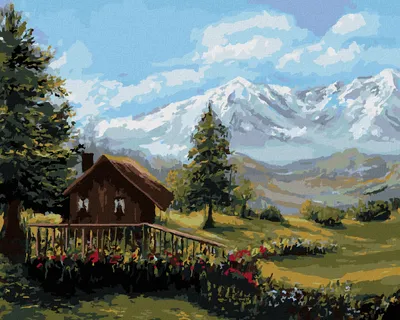 Produktbild von Zuty - Malen nach Zahlen - HÜTTE IN DER BERGLANDSCHAFT, 40x50 cm, ohne Keilrahmen