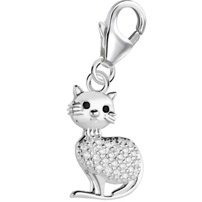 Pfotenliebe - Katze Charm Anhänger I Echtschmuck Kater