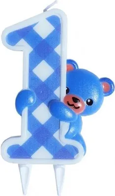 Image de Bougie d'anniversaire 1 ourson bleu (bougies - Fête)