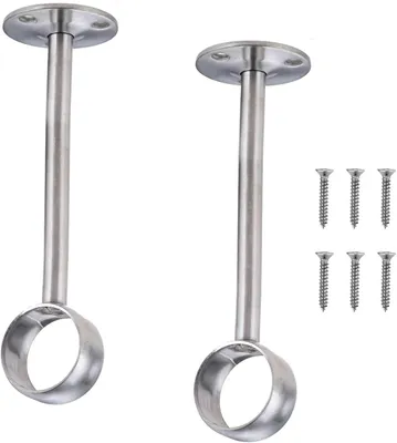 Image de Supports pour tringle à vêtements en acier inoxydable, diamètre 25 mm, lot de 2, pour fixation au plafond
