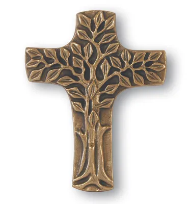 Produktbild von Wandkreuz Bronze - Bronzekreuz Lebensbaum 18cm