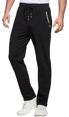 Imagen del producto de Pantalón de chándal ajustado para hombre, de algodón, con bolsillos con cremallera, color