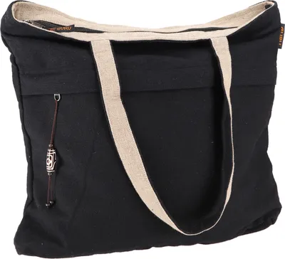 Produktbild von Geräumige Shopper Tasche, Stabile Einkaufstasche, Strandtasche, Yogatasche - Schwarz/grau, Uni - Erwachsene, Baumwolle, 38*42*12 cm, Bunter Stoffbeutel