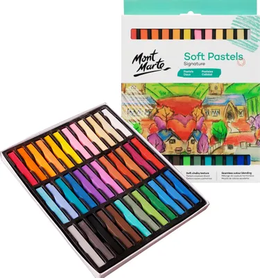 Produktbild von Mont Marte SIGNATURE Softpastellkreide Set mit 36 x bunten Softpastellkreiden -Ideal zum Mischen, Schattieren & Zeichnen feiner Linien
