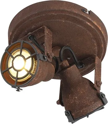 Produktbild von QAZQA - Industrie I Vintage I Robuster Spot I Spotlight I Deckenspot I Deckenstrahler I Strahler I Lampe I Leuchte rost 2-flammig-flammig - Sorra I Wohnzimmer I Schlafzimmer - Stahl Rund - LED geeigne