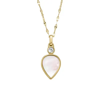 Produktbild von Fossil Kette Teardrop aus Edelstahl mit Perlmutt, IP Gold