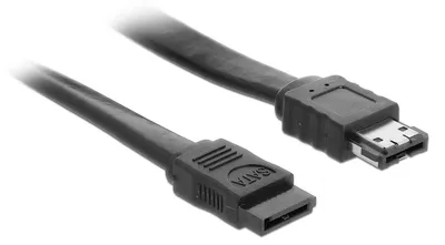 Produktbild von DeLOCK Kabel SATA 3 Gb/s Buchse > eSATA Buchse 1 m schwarz, 1 m, SATA II, SATA 7-pin, eSATA, Männlich/Männlich, Schwarz