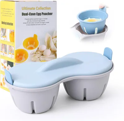 Imagen del producto de Hervidor de huevos para microondas, para 2 huevos, con revestimiento antiadherente, apto para lavavajillas, ideal para la cocina