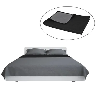 Immagine prodotto di vidaXL Copriletto trapuntato bifacciale 230 x 260 cm Grigio e nero