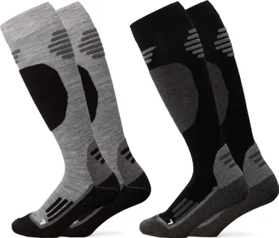 Produktbild von Occulto Herren & Damen Merino Skisocken 2er Pack (Modell: Toni) Blk-Gry 39-42