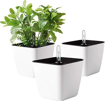 Produktbild von T4U Plastik selbstbewusste kleine quadratische Pflanzentopf Wasserreservoir Innenpflanzen