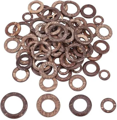 Produktbild von Holz-Verbindungsringe, 80 Stück - Kokosringe - Mini-Kreisverbindungen - Hohlringe aus Holz - Für Ohrringe/Ketten - Geeignet für DIY-Schmuck - Schmuckverbinder