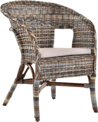 Produktbild von KRINES HOME Rattan-Sessel / Stapelsessel Bella aus Natur-Rattan (Mehrfarbig, mit Polster)