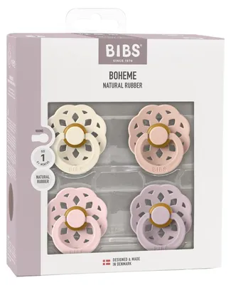 Immagine prodotto di BIBS Boheme, ciuccio - confezione da 4 pezzi - taglia 1 - colorazioni: avorio, rosa cipria, rosa antico, lilla tenue