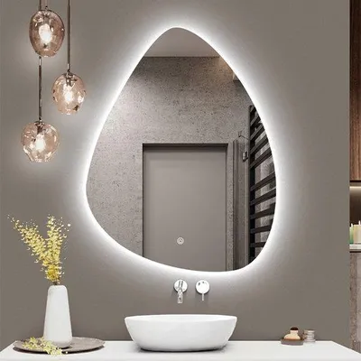 Image de FENOMÉ Rocks Miroir de salle de bain organique - Eclairage LED & antibuée - 75 × 100 cm