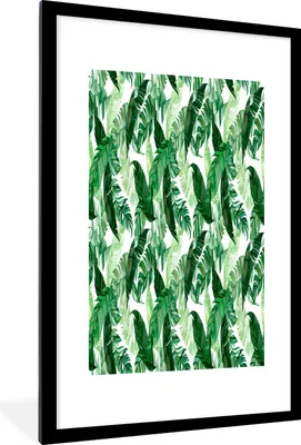 Produktbild von MuchoWow® MuchoWow® Gerahmtes Poster Vintage - Blätter - Pflanzen 60x90 cm - Poster mit zchwarzem Bilderrahmen - Dekoration - Wandposter Wohnzimmer - Hochwertig