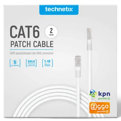 Image de Câble de raccordement Technetix CAT6 UTP - 2 m, blanc